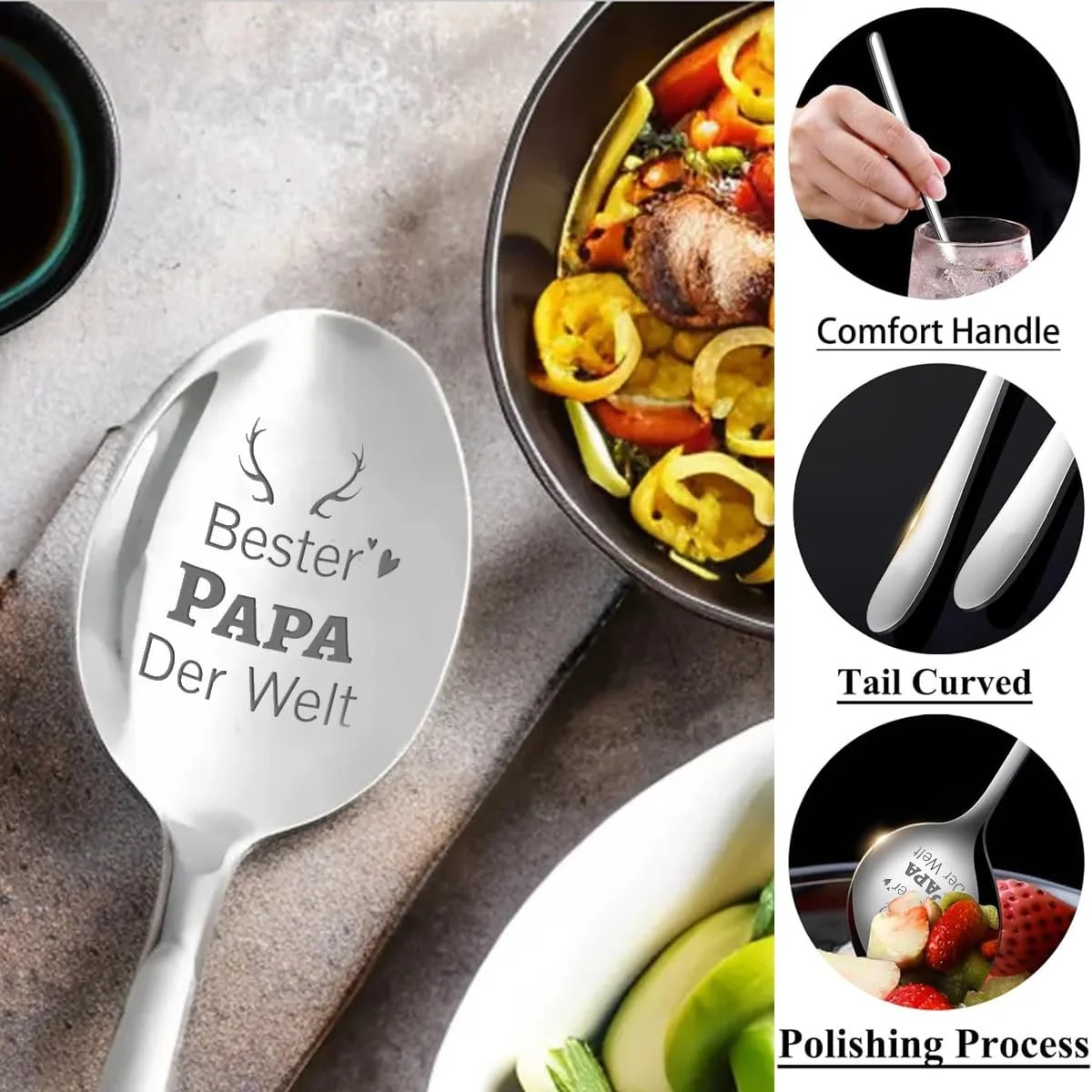 Набор из 2 элегантных гравированных ложек для мамы и папы, персональный и ностальгический подарок для дорогих мамы и папы, лучшим маме и папе на день рождения, подарки на Пасху Стиль 1, фото №6