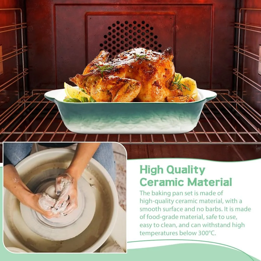 Набор форм для запекания Ceramic (2 шт.) керамические с ручкой квадратные 23 x 13 см, фото №4