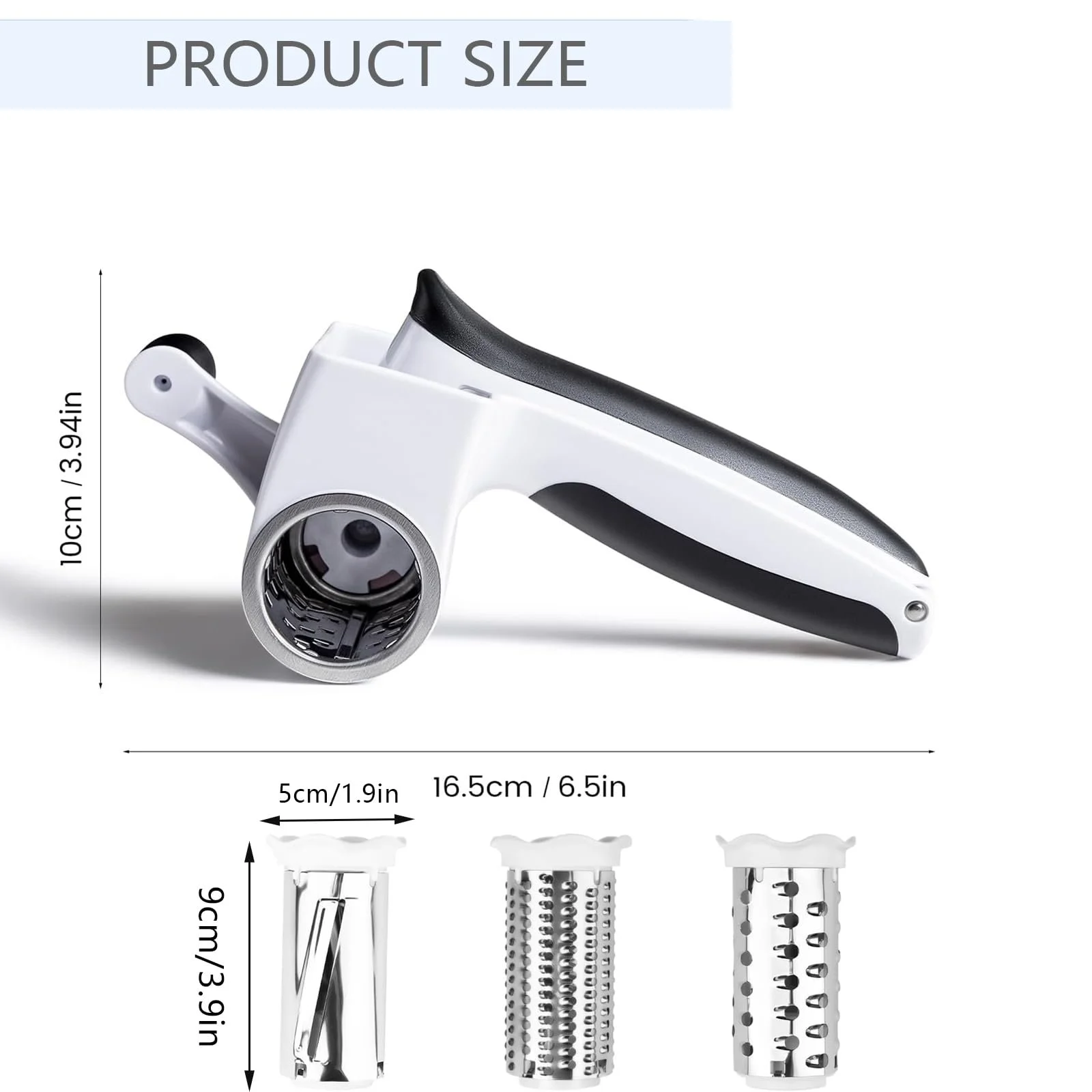 Ручная творожная терка с ручкой, белая, нержавеющая сталь и ABS., фото №2