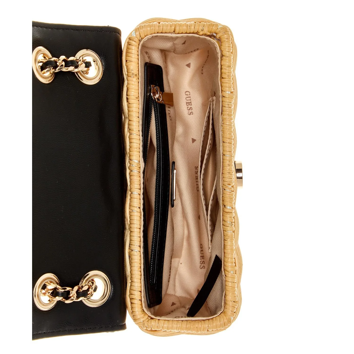 Сумка через плече GUESS Giully Convertible Xbody Flap, натуральний/чорний, фото №3