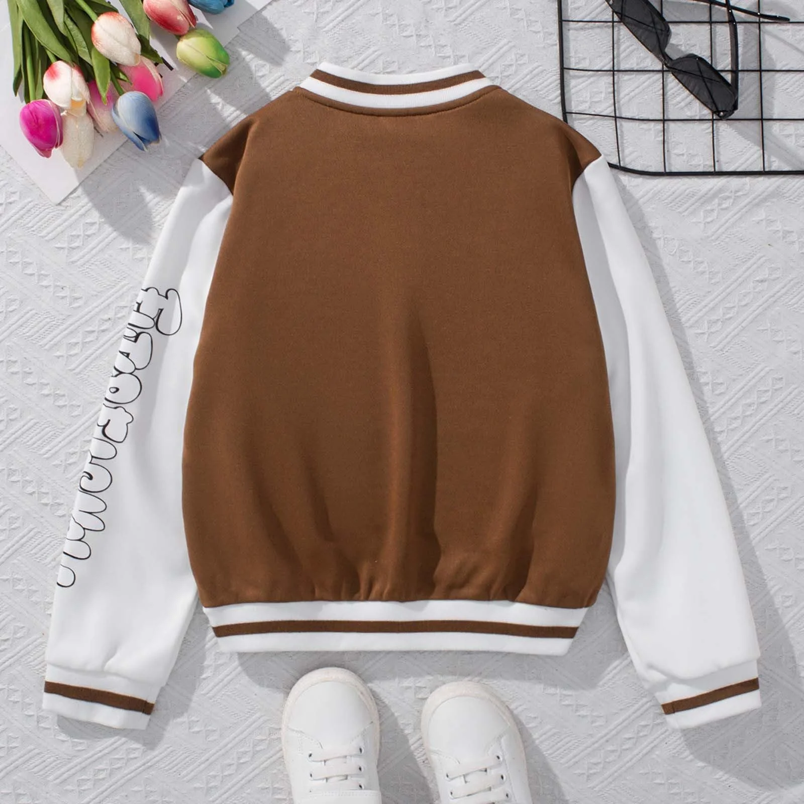 Підліткова Куртка з Високим Коміром, Довгими Рукавами та Літерним Принтом на Зиму, фото №2