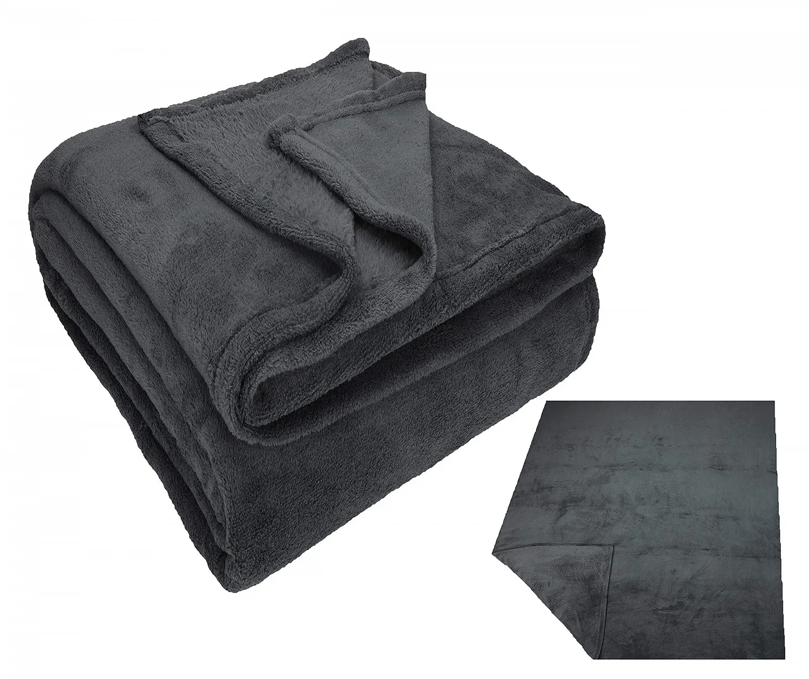 Плед для дивану Betz Cuddly Fluffy Teddy XXL, теплий, 150 x 200 см, антрацитовий сірий, фото №1