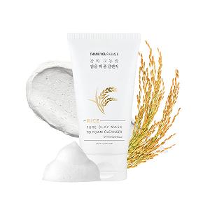 Маска для обличчя глиняна пінна Rice Pure THANKYOU FARMER 150 мл - Фото 1