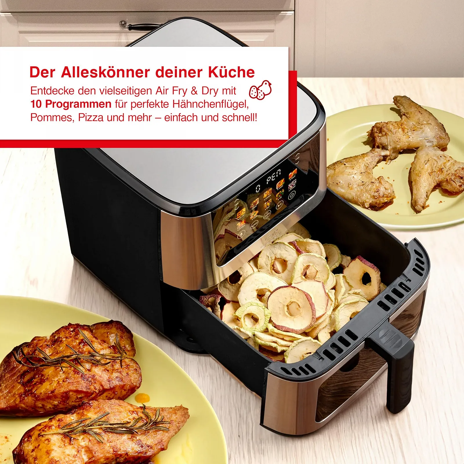 Мультипіч Solis Air Fry & Dry 7.5 L XXL 10 програм 3D Air Circulation без PFAS чорна, фото №2 Мультипіч Solis Air Fry & Dry 7.5 L XXL 10 програм 3D Air Circulation без PFAS чорна, фото №2