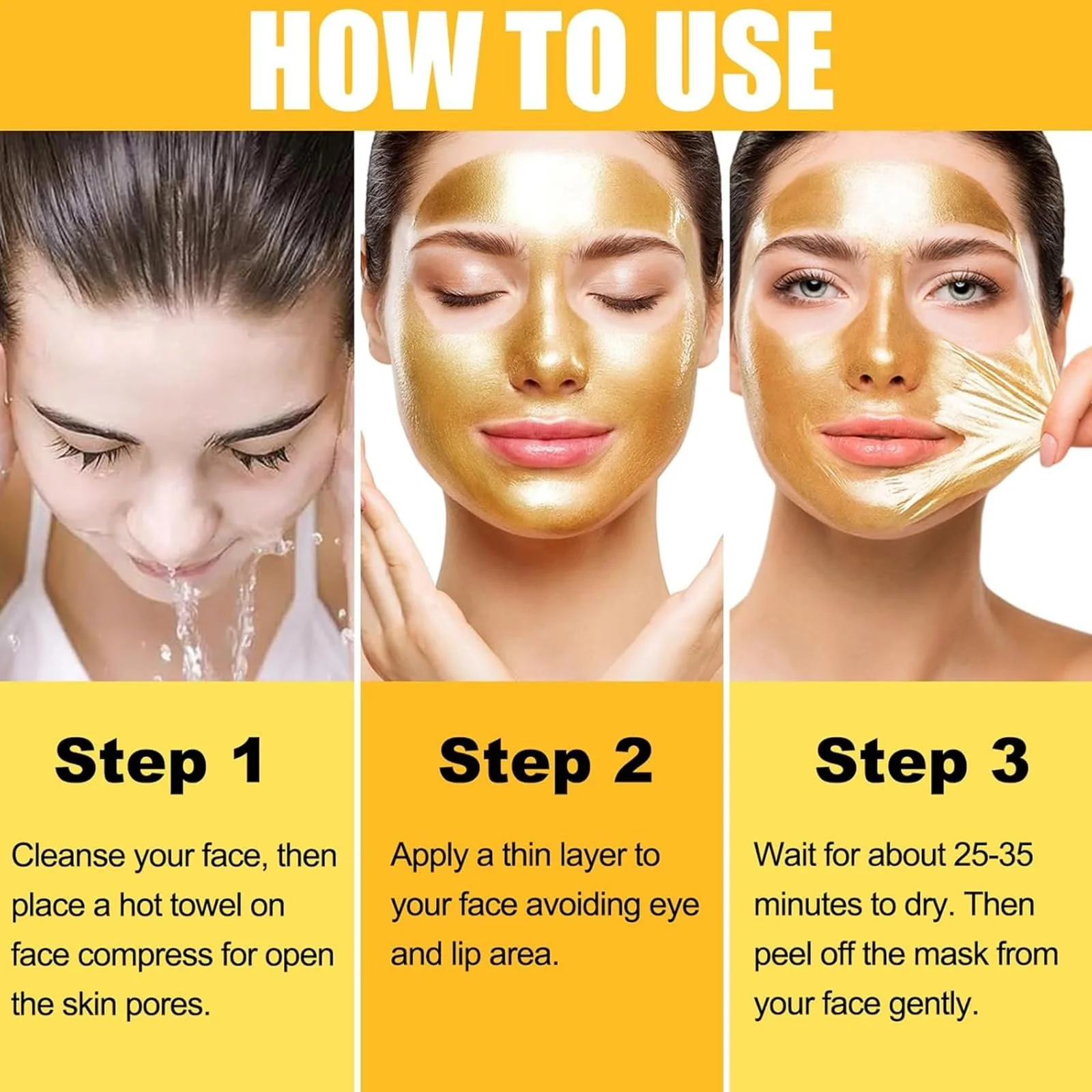 Маска для обличчя 24k Gold Peel Off, для догляду за шкірою та краси, антивікова, фото №4