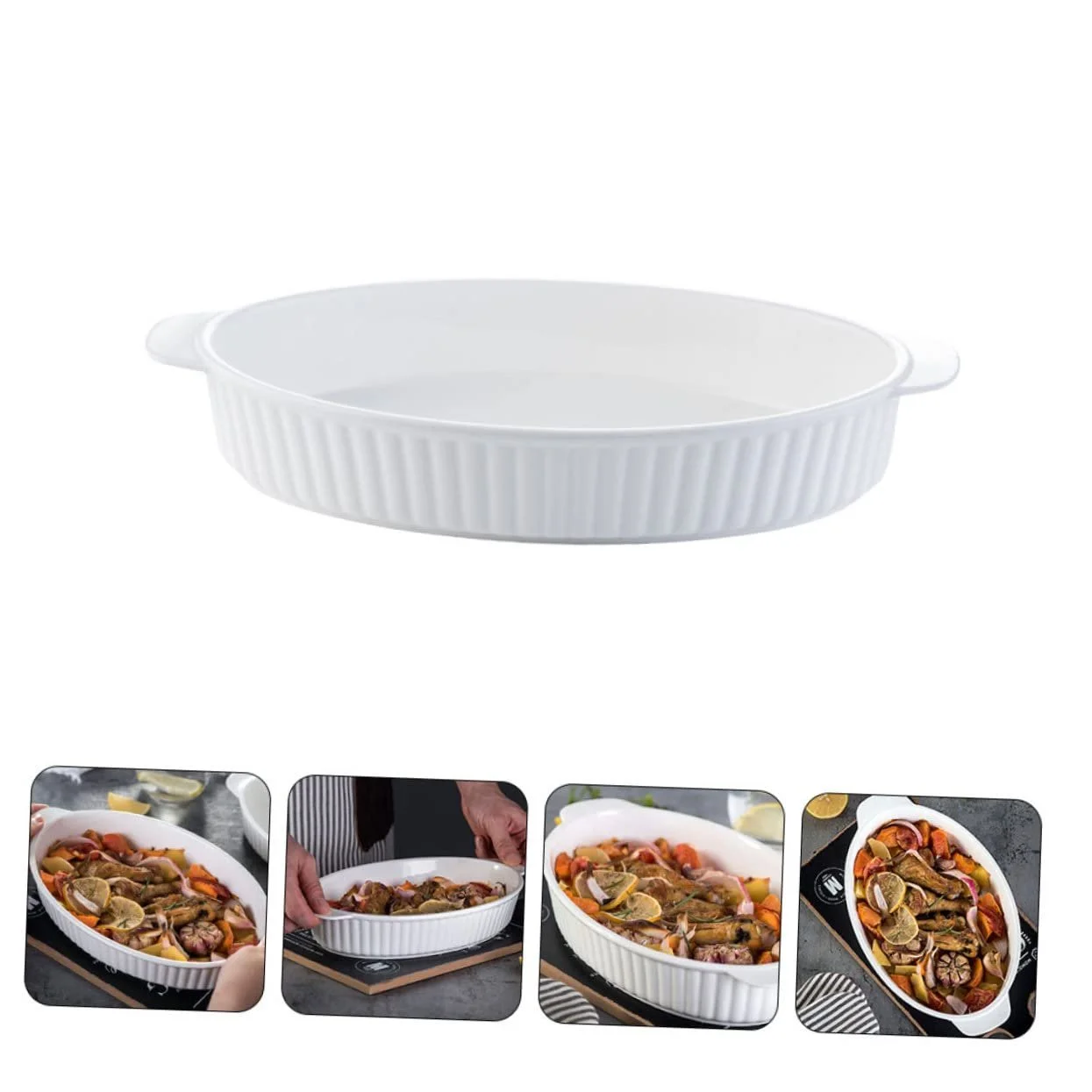 Форма для запікання GALPADA овальна керамічна з подвійними ручками head head, фото №5