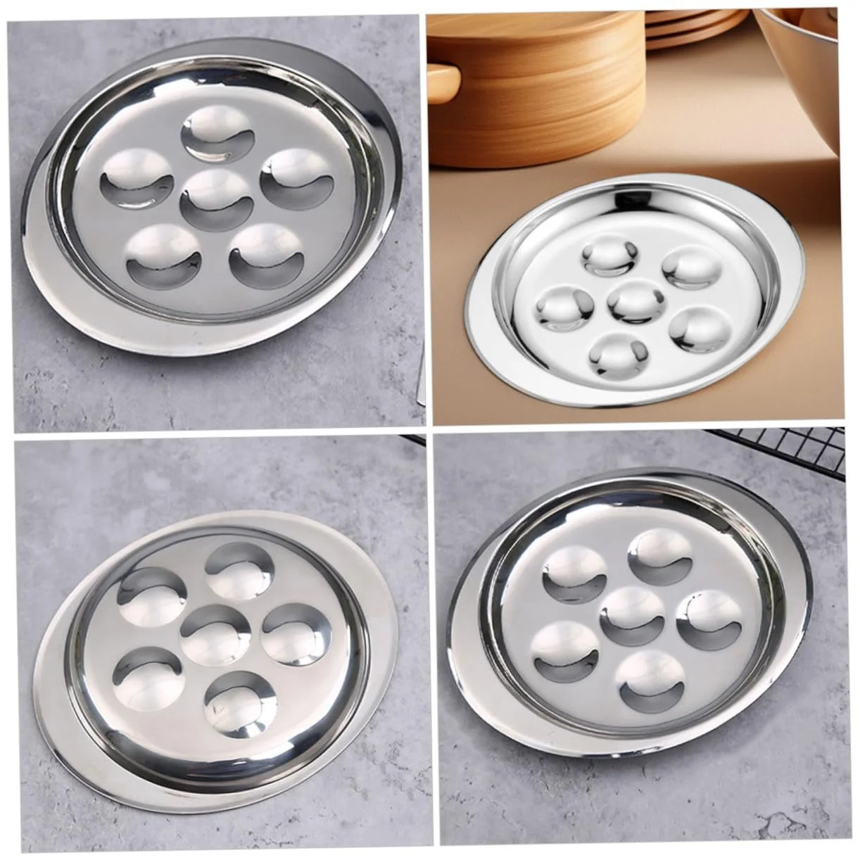 Форми для запікання равликів 2 шт. з нержавіючої сталі з отворами та спеціальним відділенням для яєць, фото №7