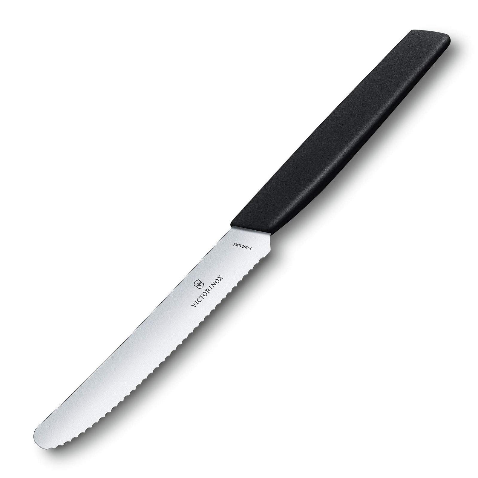 Набор ножей Victorinox Swiss Modern Professional для овощей, 2 шт., нож для хлеба, экстра-острое лезвие, серрейторная кромка, 11 см, нержавеющая сталь, черный, фото №2