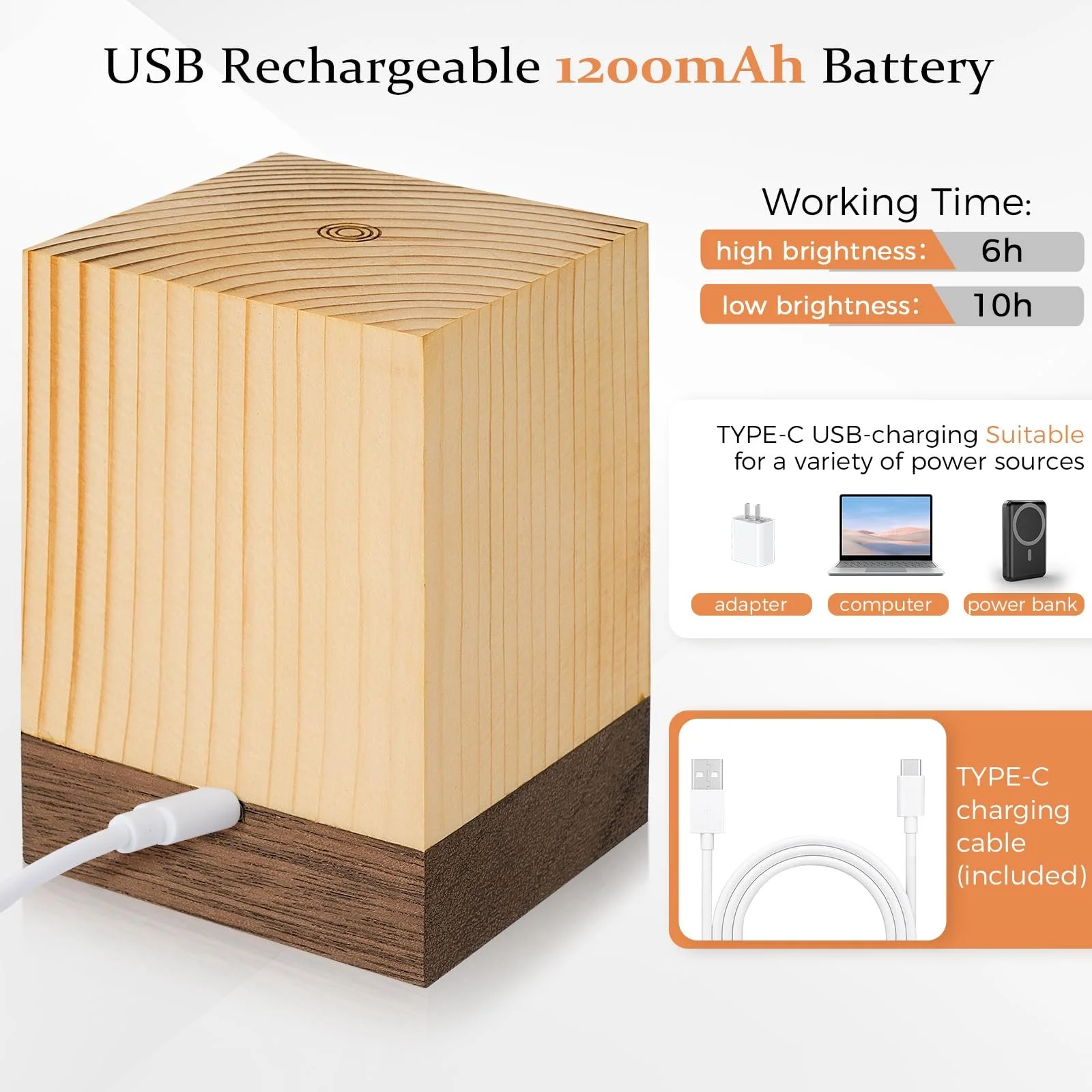 Нічник Настільна лампа Сенсорна Димована Акумуляторна USB Портативна, фото №3