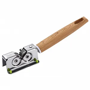 Точилка для ножів ручна 7.7 дюймів нержавіюча сталь роликова з отвором для підвішування та ручкою з деревним візерунком synthetic.ua - Фото 1