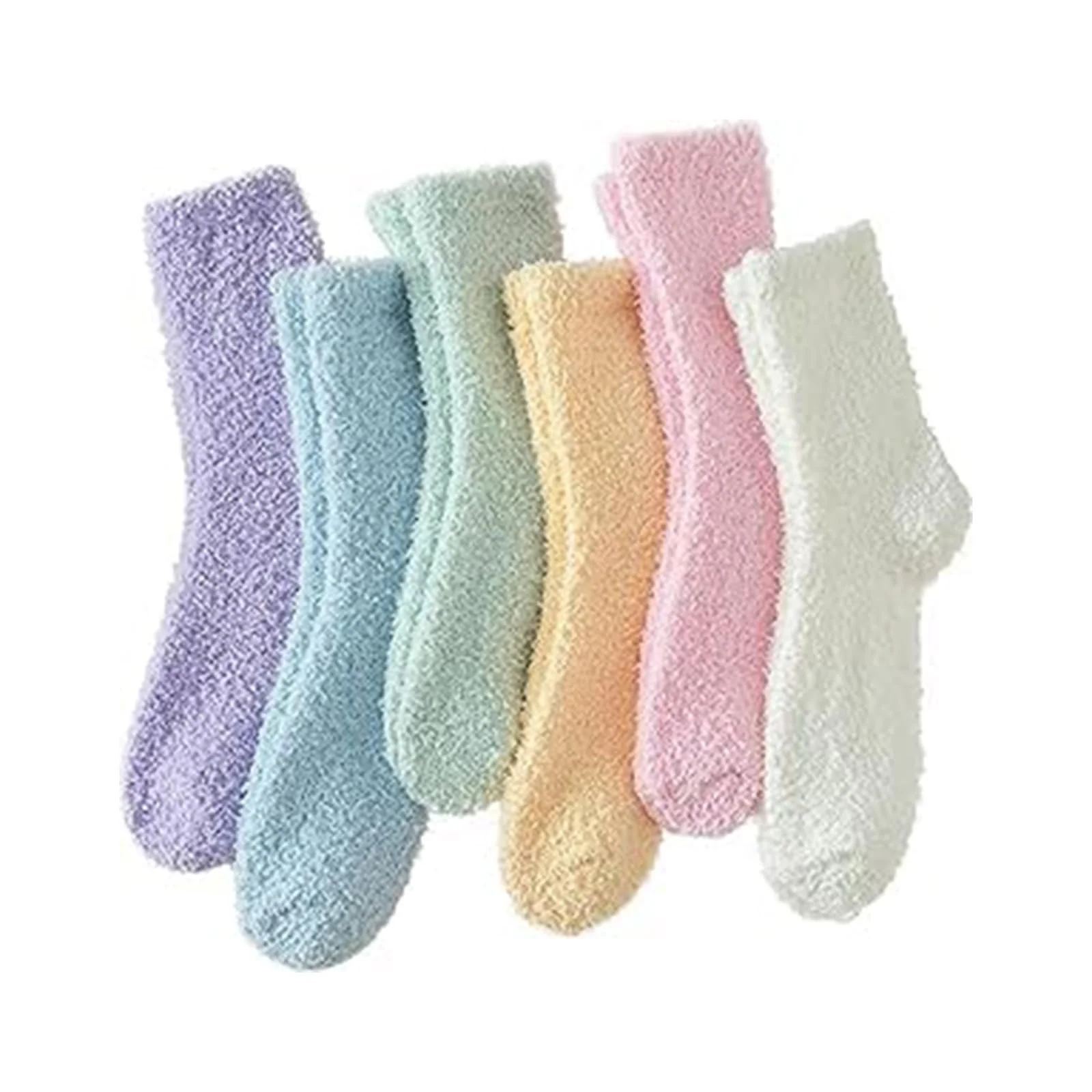 6 пар пушистых носков для женщин, пушистые носки для сна, не теряющие ворс, теплые пушистые носки, рождественские носки, толстые зимние носки, домашние носки, фото №1