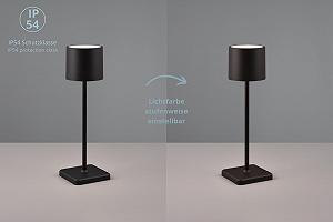 Набір з 6 настільних ламп Fernando LED акумуляторні сенсорні димовані IP54 13 x 38 см Plastic 1 W Чорний матовий synthetic.ua - Фото 1