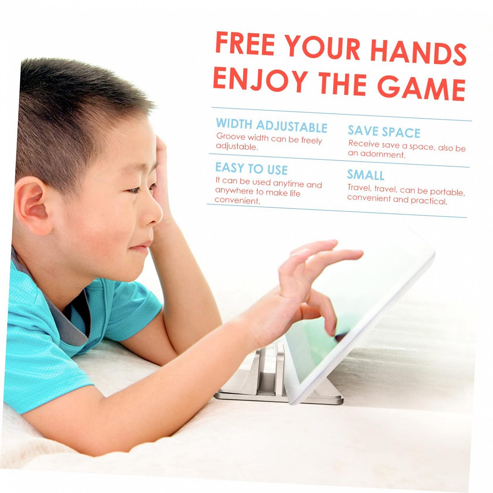 Вертикальна Підставка для ноутбука GALPADA з двома слотами, що заощаджує місце, Стійка для планшета з алюмінієвого сплаву для ноутбука та планшета, Міцна та легка, фото №4