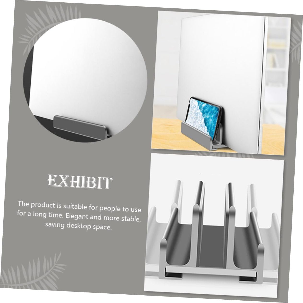 Регулируемая подставка для планшета/ноутбука из алюминиевого сплава, многофункциональная портативная вертикальная подставка с нескользящим силиконом, стабильный настольный органайзер для разных устройств, фото №7