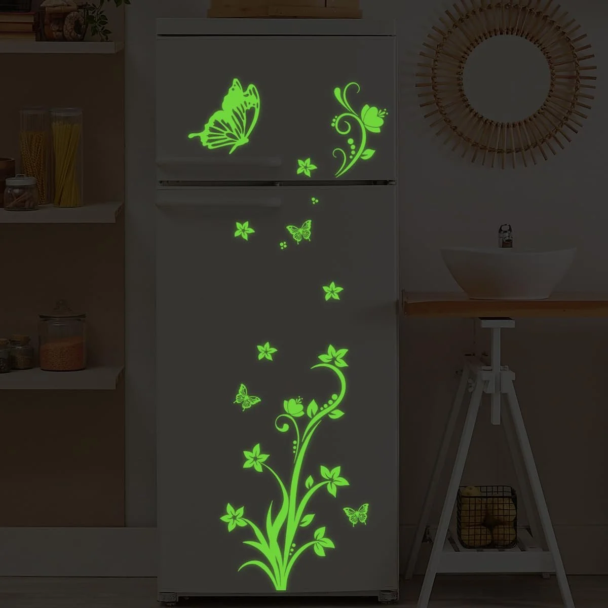 Наклейка на стену HGDESIGN 3D Butterfly Flower Tendril светящаяся (B), фото №6