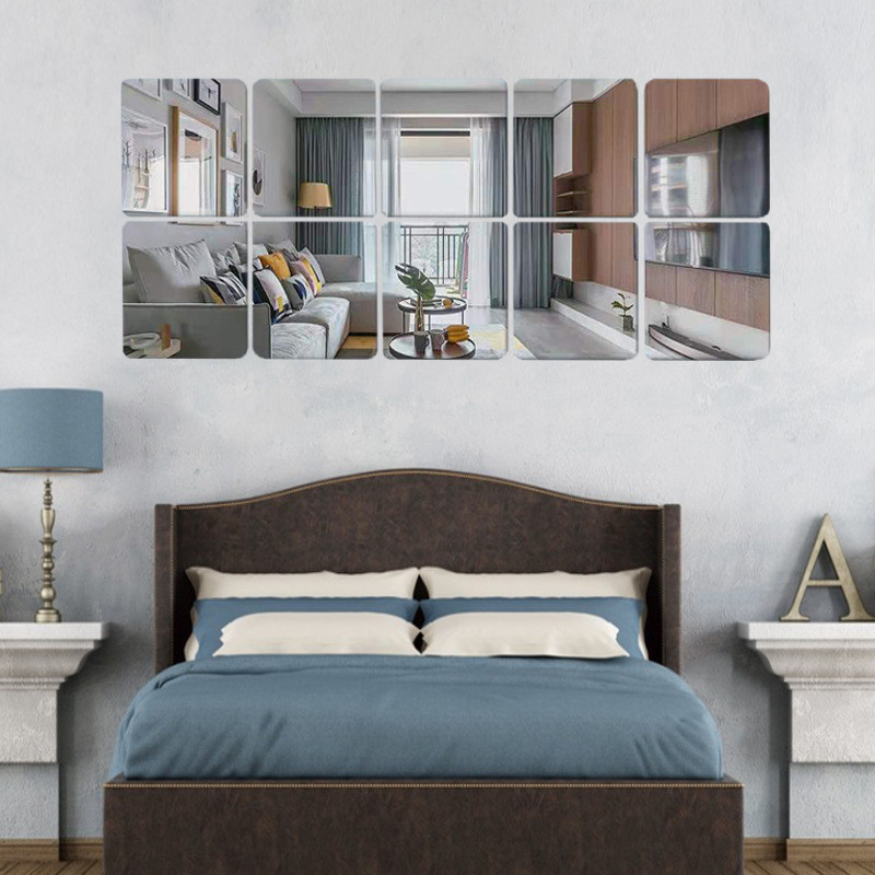 Наклейка на стену зеркальная акрил плитка 15 серебро набор 10 штук декор 8590, фото №1 Наклейка на стену зеркальная акрил плитка 15 серебро набор 10 штук декор 8590, фото №1