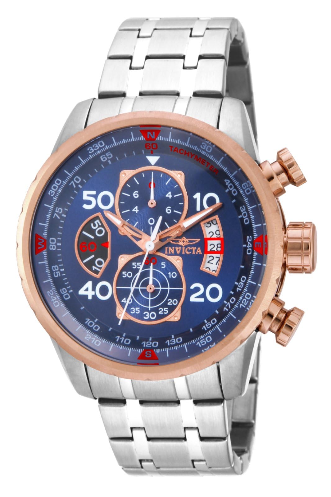 Кварцовий чоловічий годинник Invicta Aviator з нержавіючої сталі - 48 мм, фото №1