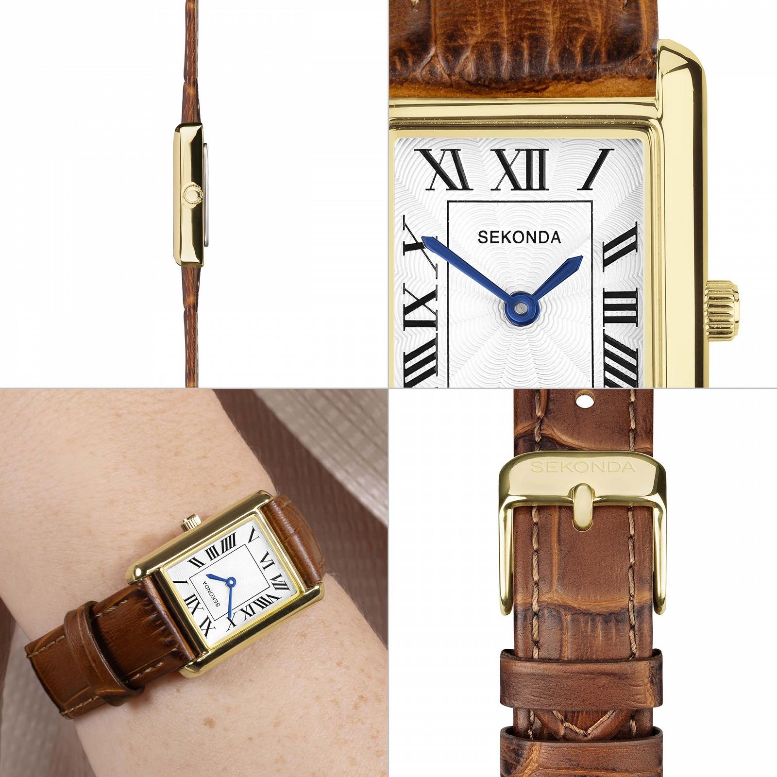 Годинник наручний Жіночий Sekonda Colette Classic 22 мм Білий циферблат Білий і Коричневий, фото №2