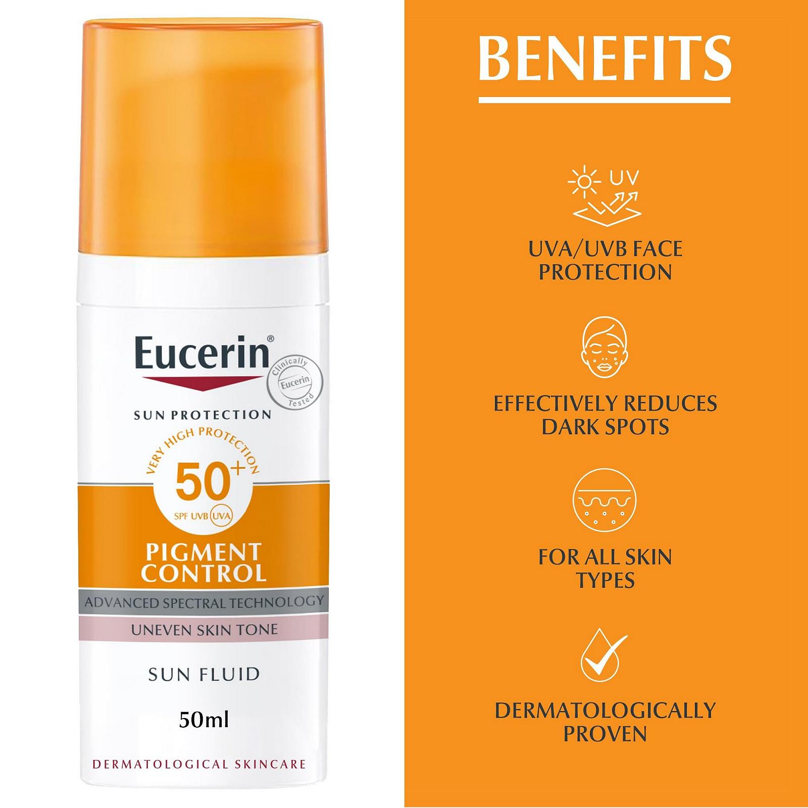 Сонцезахисний флюїд EUCERIN Sun Fluid Pigment Control SPF 50+ 50 мл, фото №2