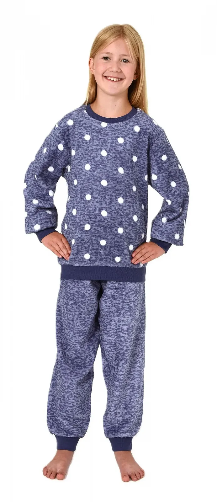 Піжама для дівчинки Normann Зігріваюча з флісу в горошок, фото №2
