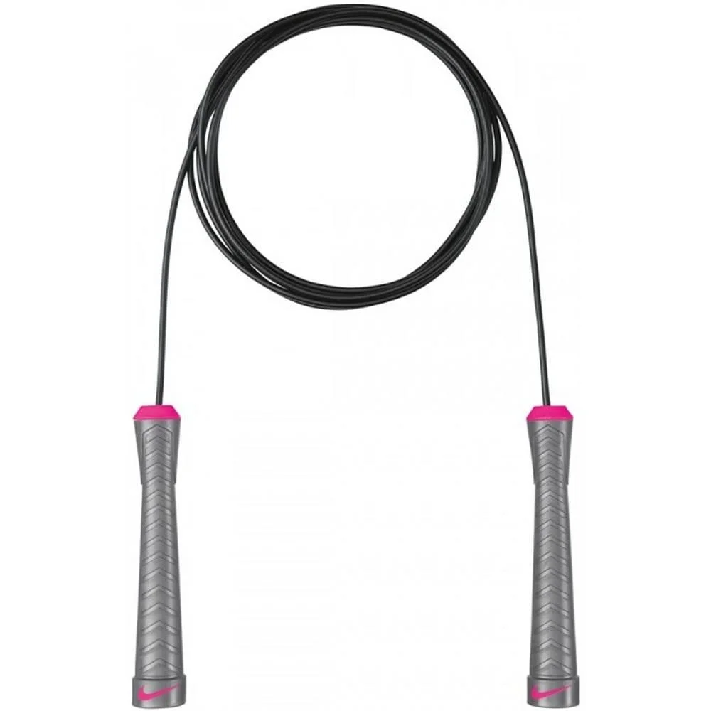 Скакалка Nike Fundamental Speed Rope 2.74 м регульована сіра з рожевим, фото №1 Скакалка Nike Fundamental Speed Rope 2.74 м регульована сіра з рожевим, фото №1