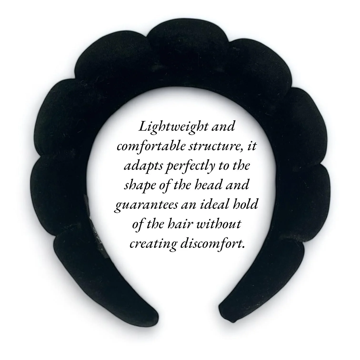 Обруч на голову Бархатная с подкладкой Черный, фото №3