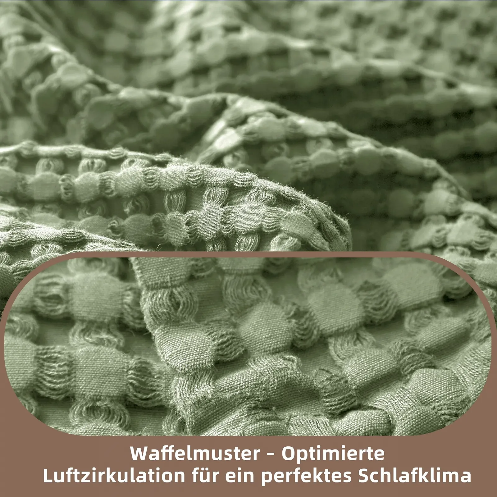 Покривало CHUFFED Вафельне піке 270 x 230 см Зелений, фото №4