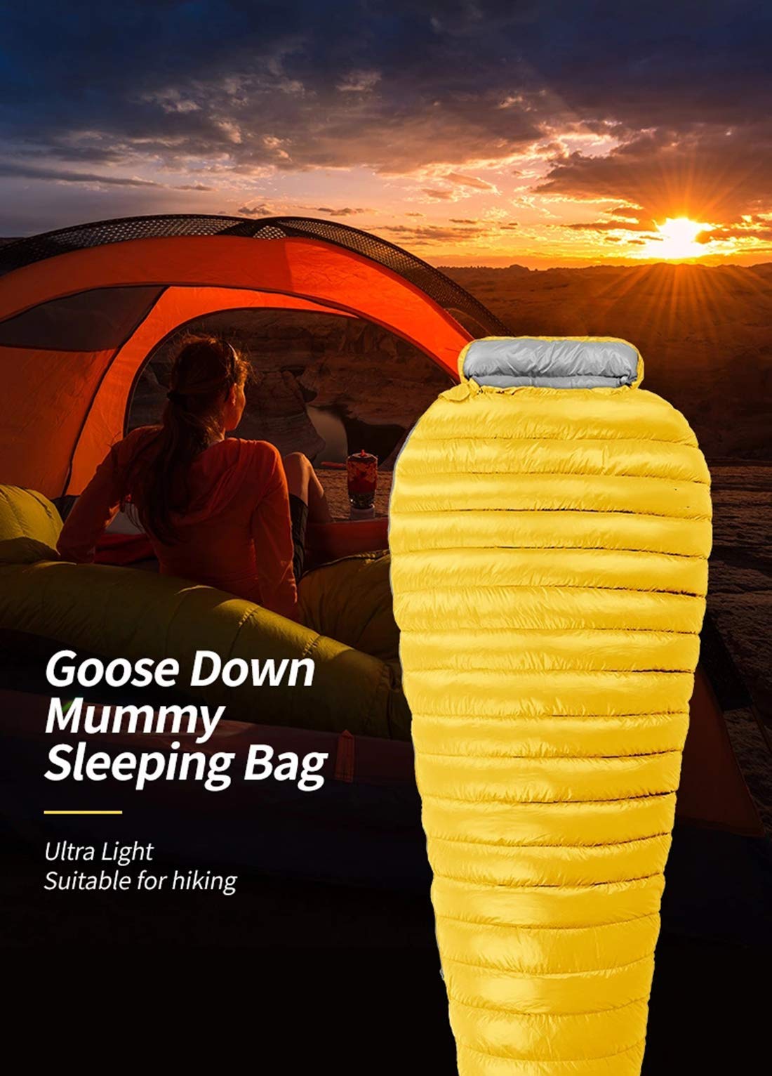 Спальний мішок MYVVKIA Ultralight Goose Down для дорослих Ультралегкий компактний на 4 сезони водонепроникний з внутрішнім, фото №3