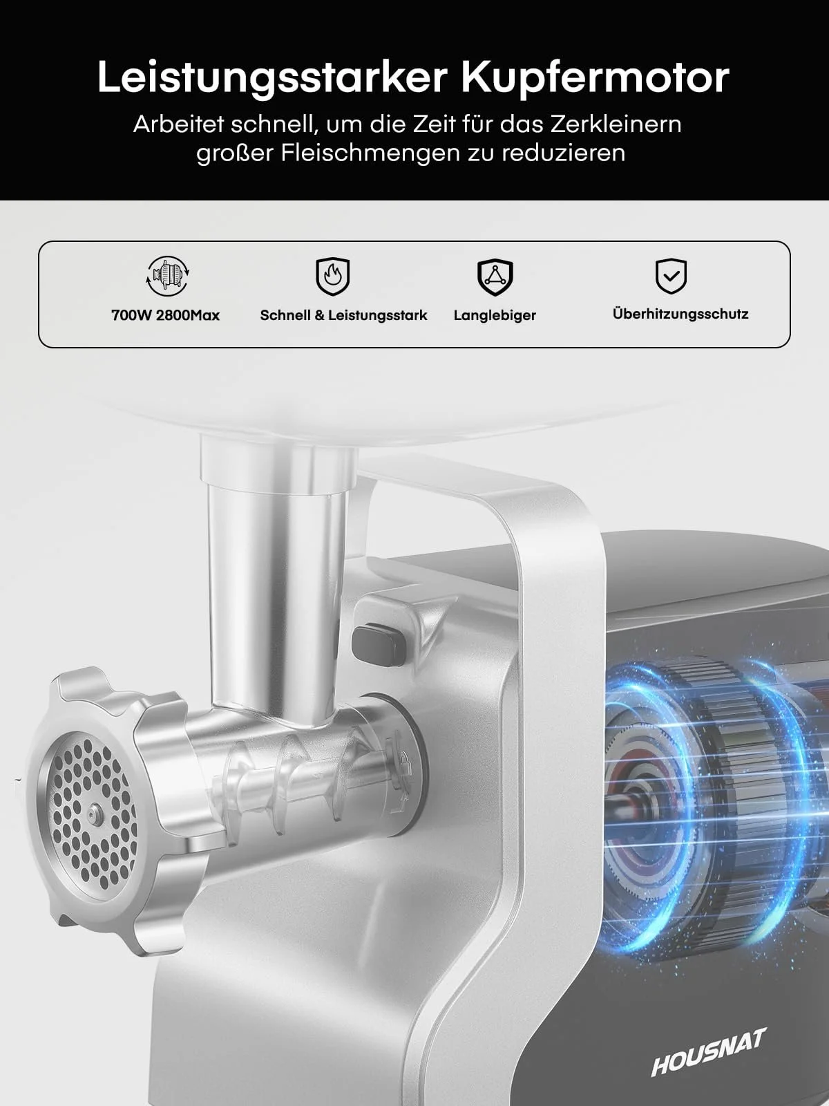 Мясорубка электрическая 5 в 1 700 W, 2800 W Черная, фото №2