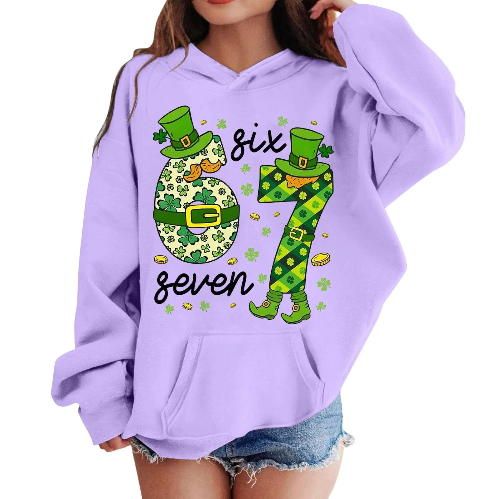 Худи 67 Six Seven Meme с длинными рукавами, принт 67, фото №2