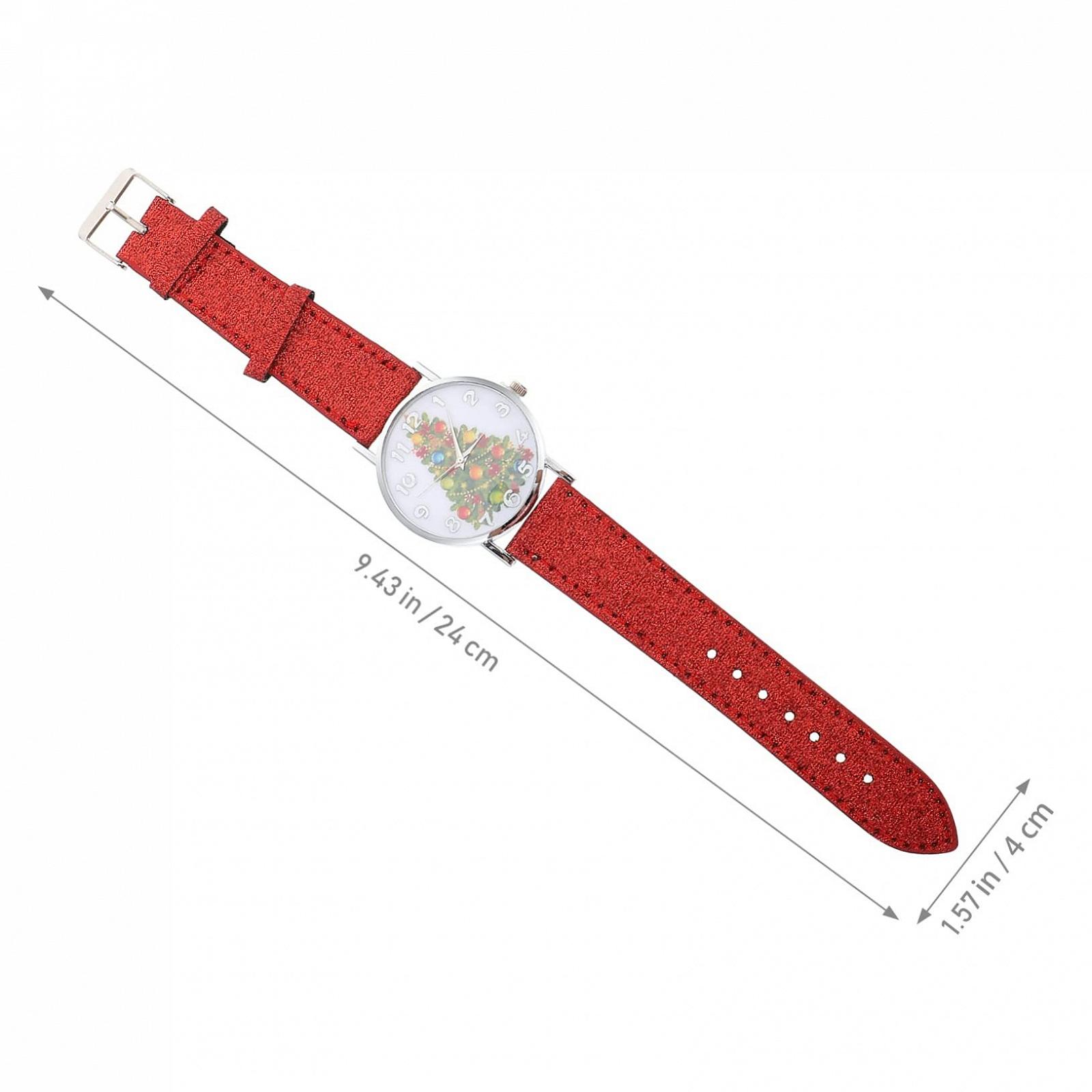 Женские наручные часы LIFKOME 1 шт. с дизайном елки, кварцевые часы для женщин с кожаным ремешком для Рождества, дней рождения и юбилеев, фото №8