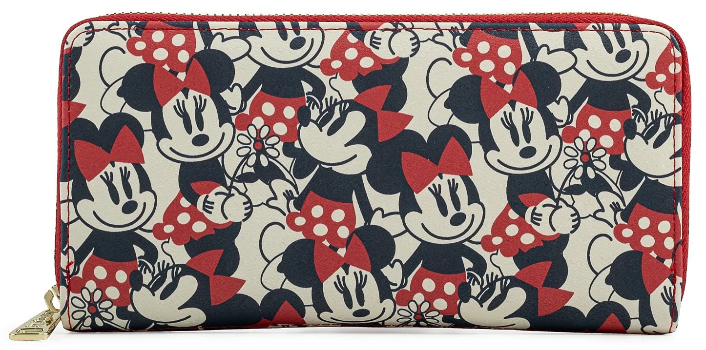 Кошелек Loungefly Disney Mickey & Minnie Mouse на молнии, из искусственной кожи, разноцветный, фото №2