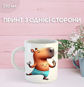 Кружка Капибара с принтом керамическая чашка capybara 330 мл Uk_380 - Фото 1