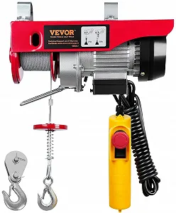 Электрическая лебедка VEVOR YX550-2 / 12 м / 510W / до 250 кг / 10 м/мин / Проводное управление / Красный - Фото 1