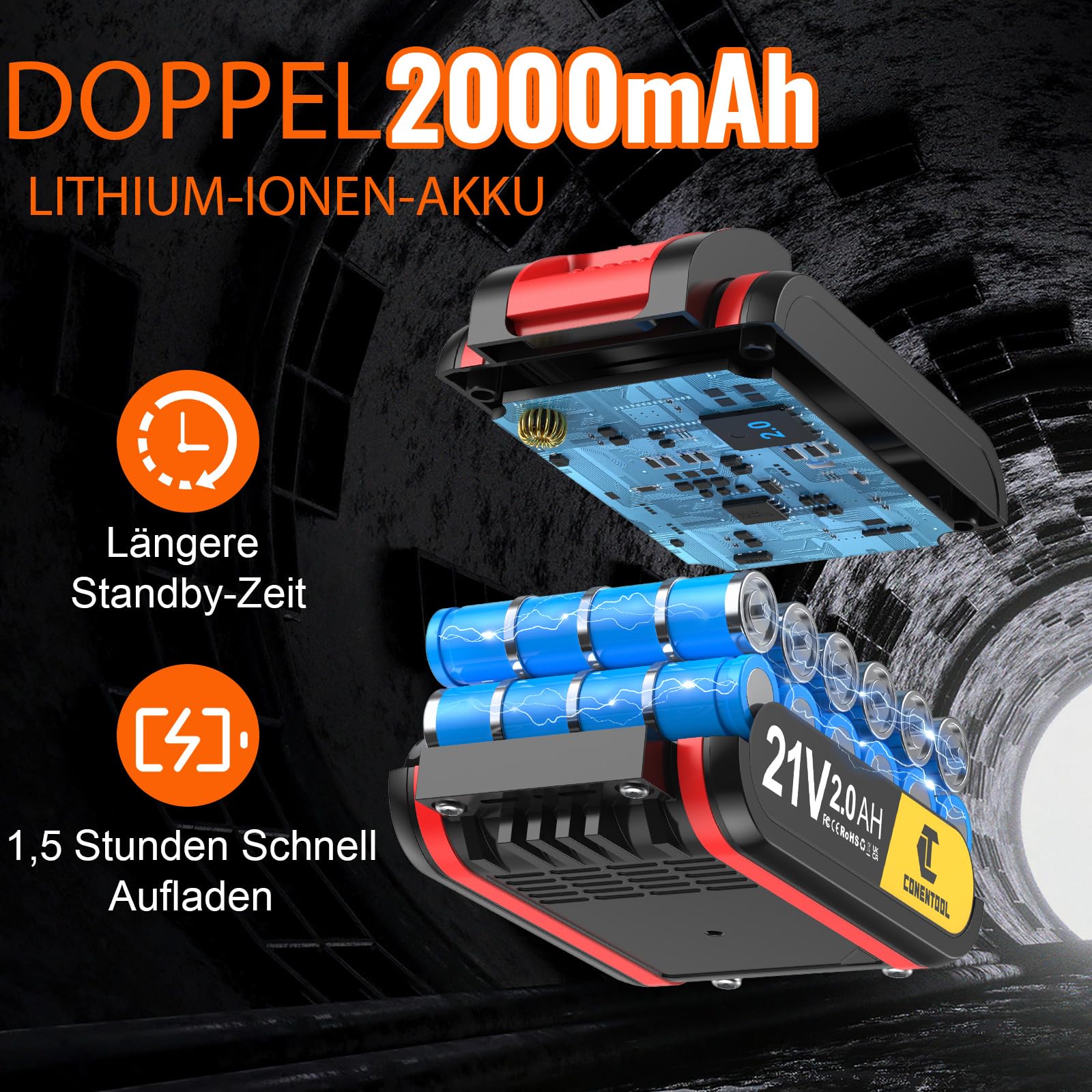 Акумуляторний шуруповерт Ear Machine 21V Помаранчевий, фото №3