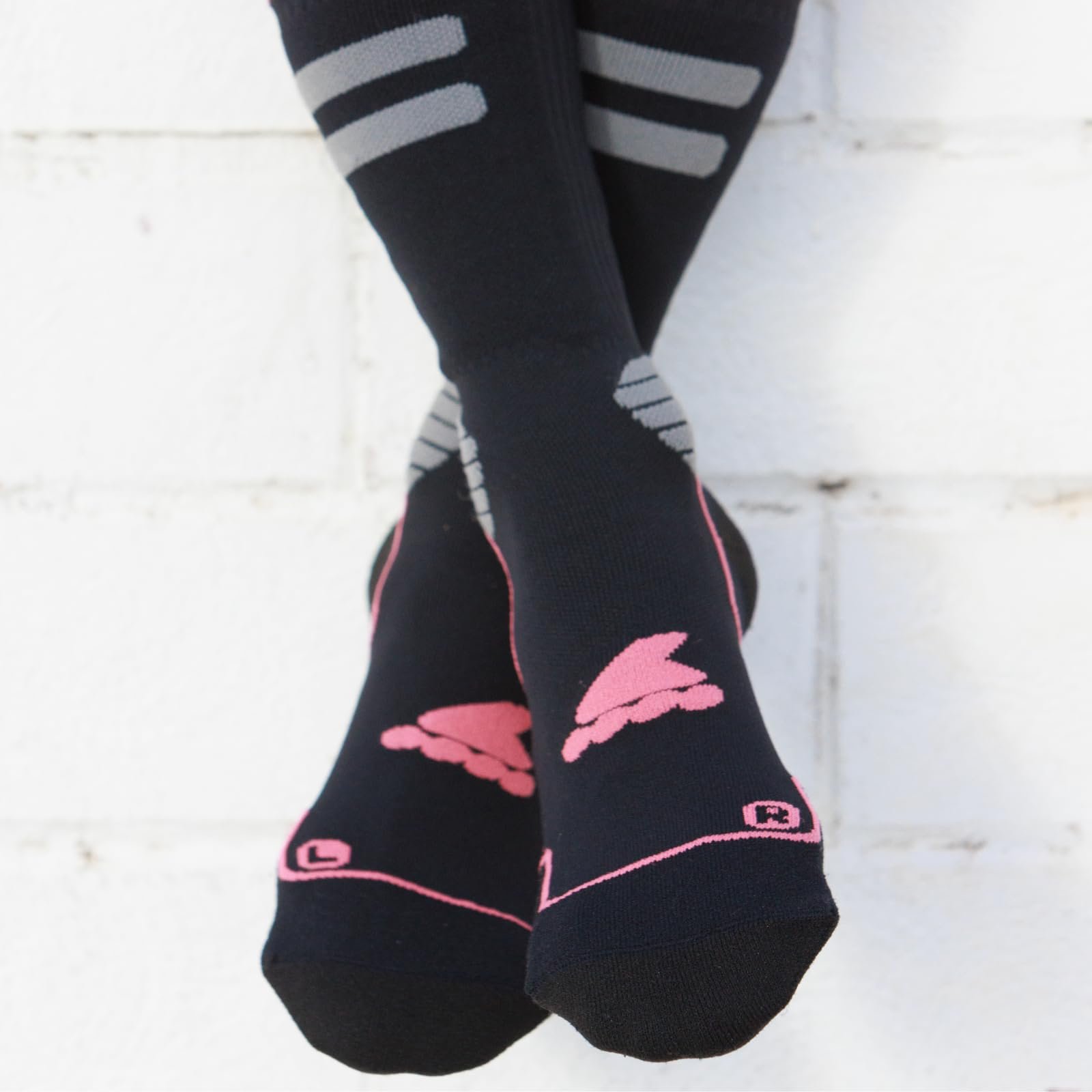 Носки Rollerblade High Performance для роликовых коньков, женские, спортивные носки для взрослых, унисекс, черный/коралловый, фото №2