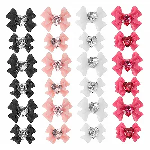 Украшение для ногтей Ipetboom 40 листов Бантик Розовый Маникюрные драгоценности Подвеска для ногтей Кристалл Белые Аксессуары Бриллиантовый шарм 3D Смола - Фото 1