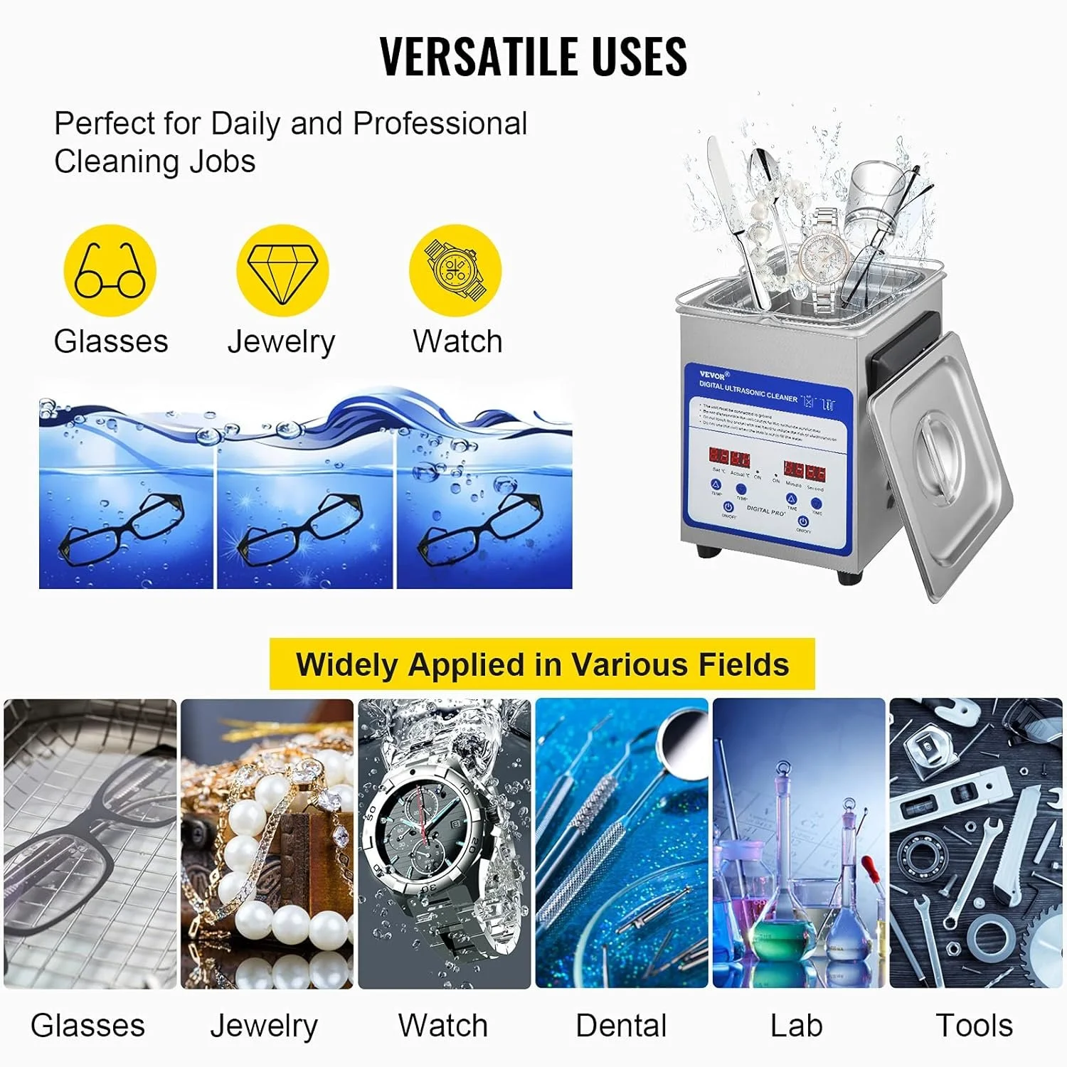 Ультразвуковой очиститель Vevor Ultrasonic Cleaner TH-10ALS Silver, фото №6 Ультразвуковой очиститель Vevor Ultrasonic Cleaner TH-10ALS Silver, фото №6