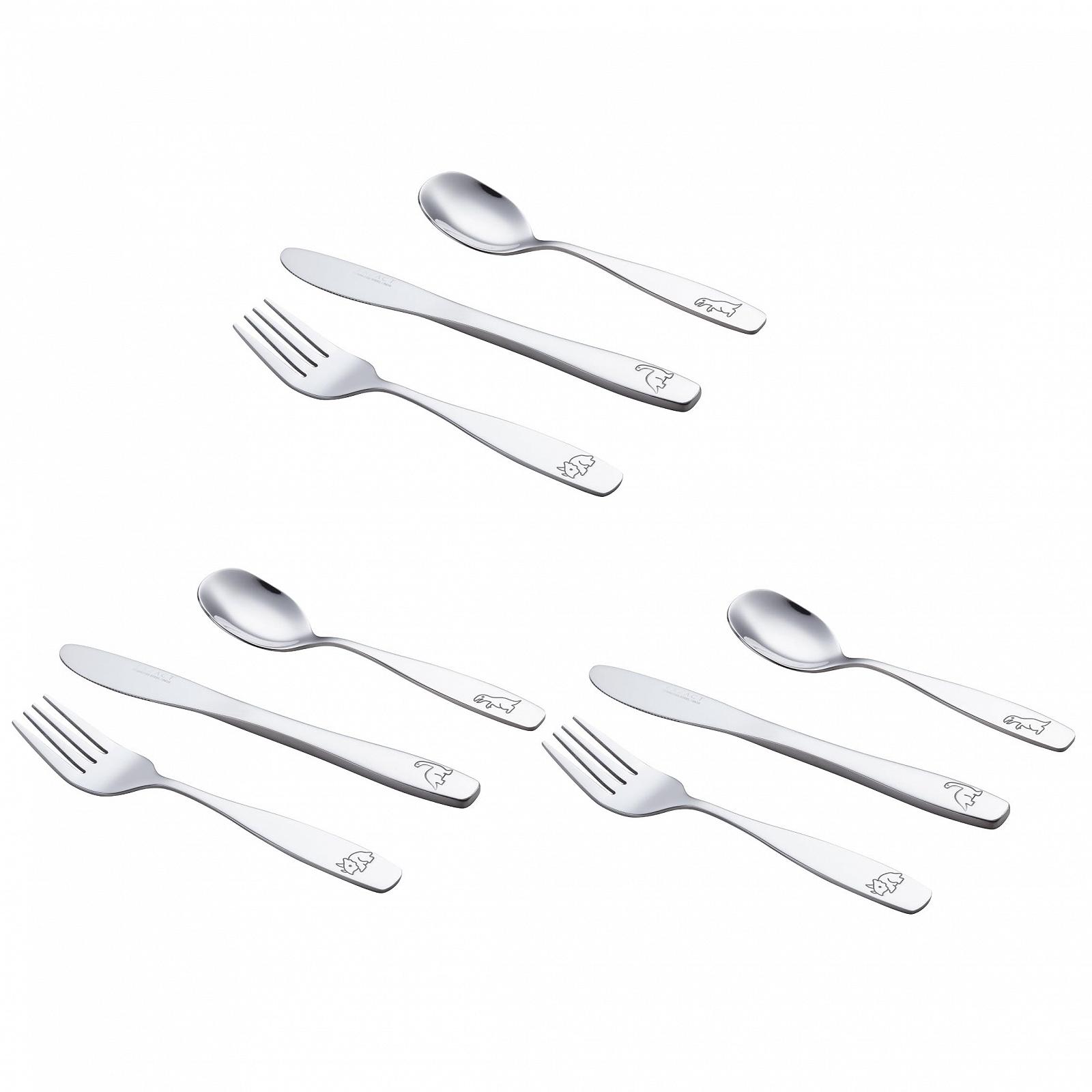 Детские столовые приборы EXZACT 9 предметов, нержавеющая сталь 24M+ Динозавр, фото №2 Детские столовые приборы EXZACT 9 предметов, нержавеющая сталь 24M+ Динозавр, фото №2