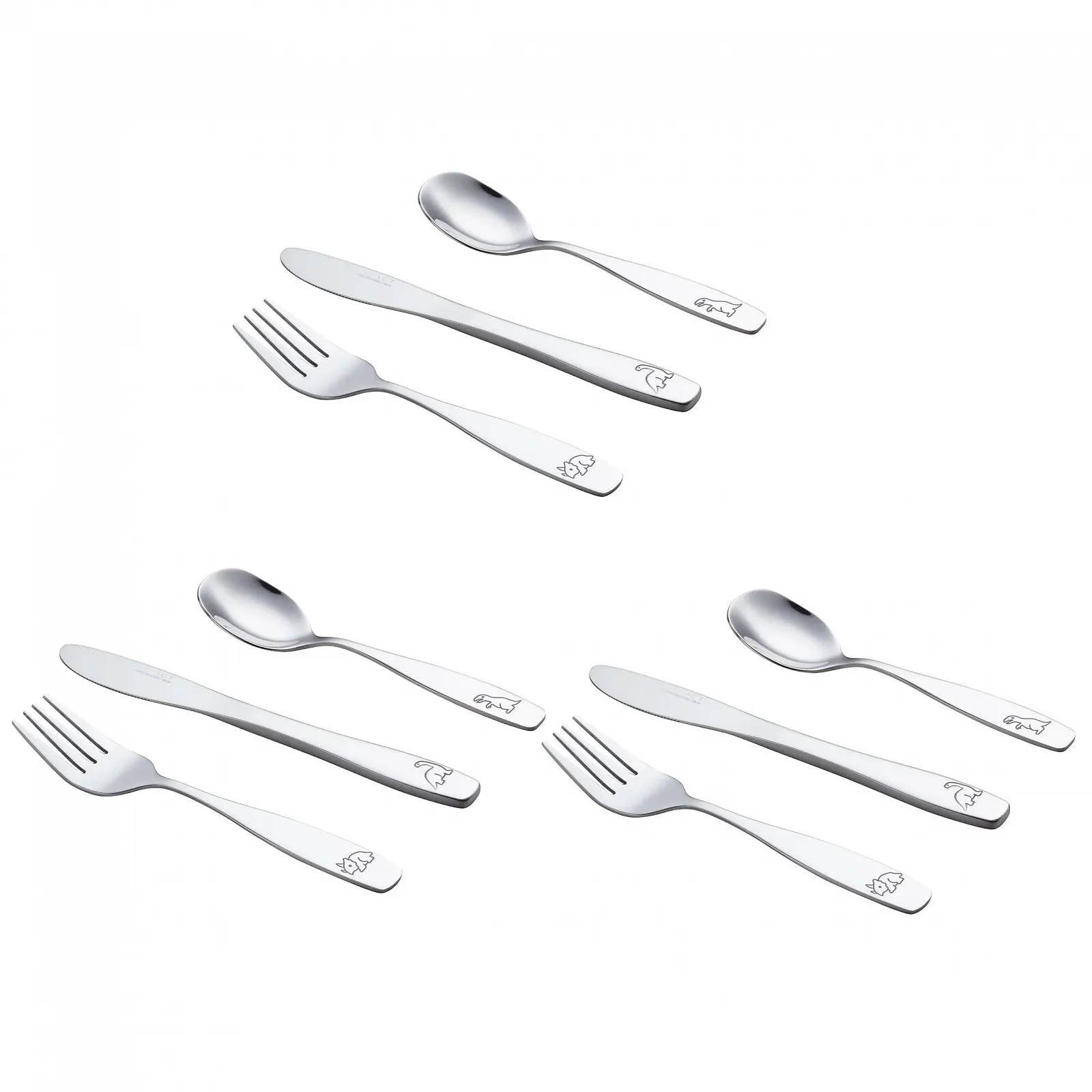 Детские столовые приборы EXZACT 9 предметов, нержавеющая сталь 24M+ Динозавр, фото №2 Детские столовые приборы EXZACT 9 предметов, нержавеющая сталь 24M+ Динозавр, фото №2