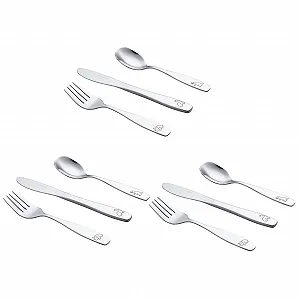 Дитячі столові прибори EXZACT 9 предметів, нержавіюча сталь 24M+ Динозавр synthetic.ua - Фото 1