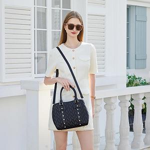 Сумка з ручками Miss Lulu стьобана з бантом велика для роботи, школи, подорожей synthetic.ua - Фото 1