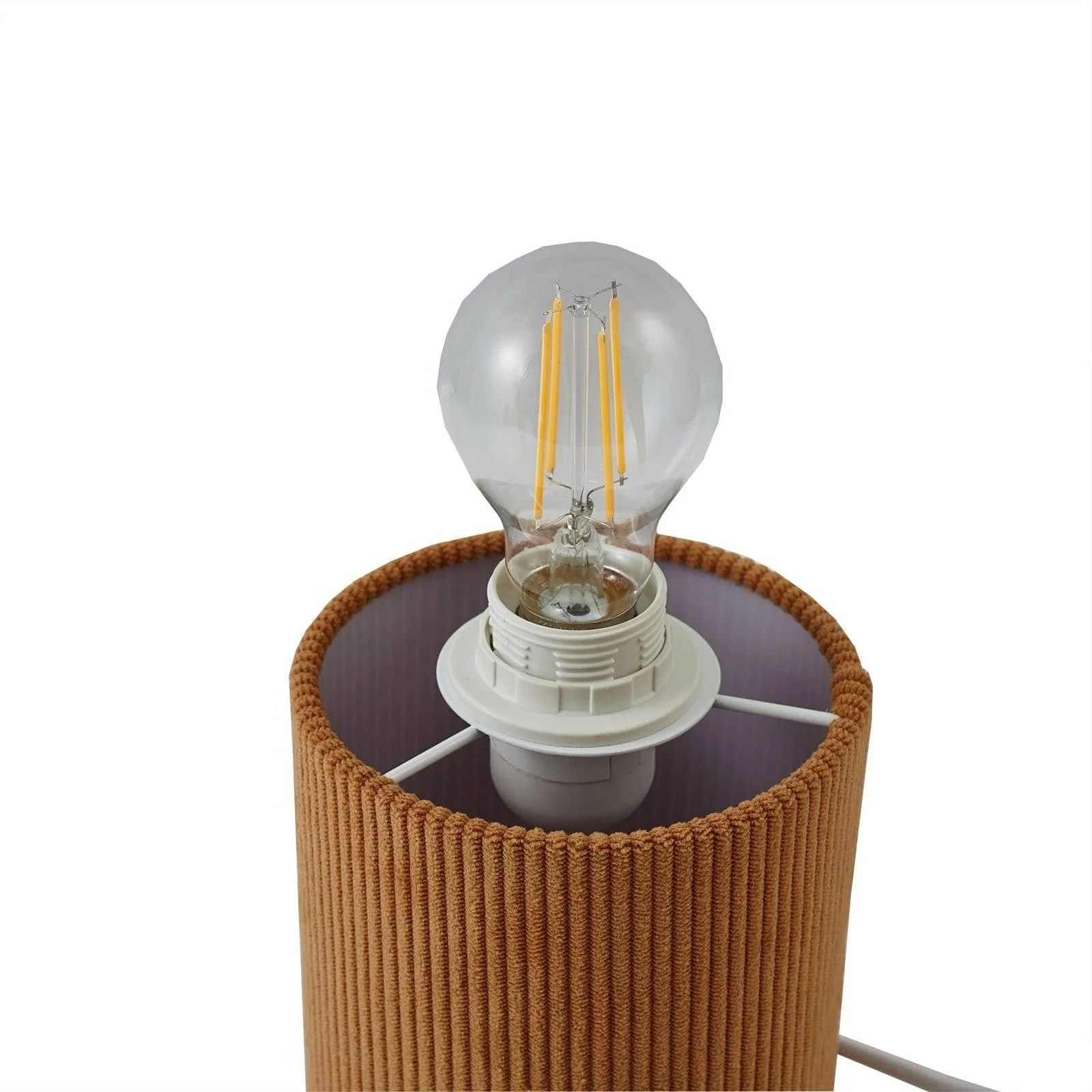 Настільна лампа Lindby Jone сучасна коричнева тканина 1 лампочка E27, фото №8