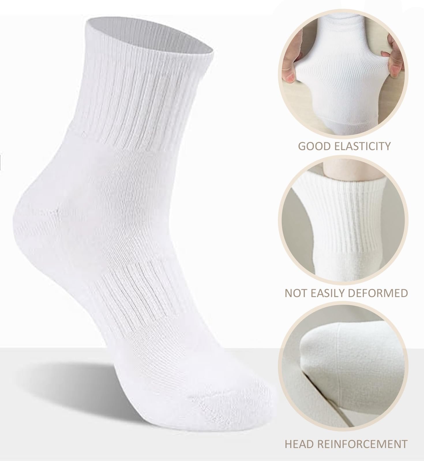 Спортивные носки Белые, 3 пары, фото №3