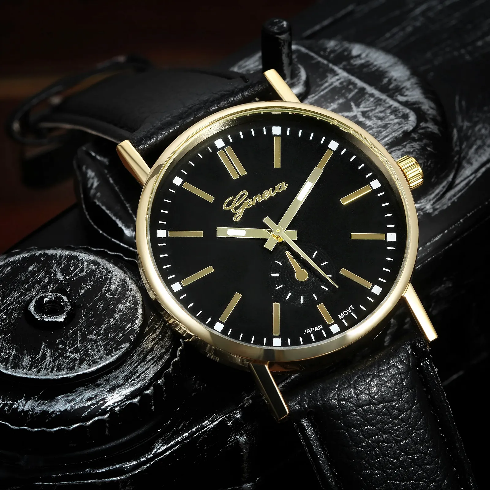 Чоловічий годинник Аналоговий Кварцовий JewelryWe Зі шкіряним ремінцем Коричневий / Чорний, фото №4 Чоловічий годинник Аналоговий Кварцовий JewelryWe Зі шкіряним ремінцем Коричневий / Чорний, фото №4