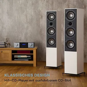 CD-програвач Auna CD-1000 DG, USB, MP3, дистанційне керування, світлодіодний дисплей, алюміній, чорний/білий synthetic.ua - Фото 1