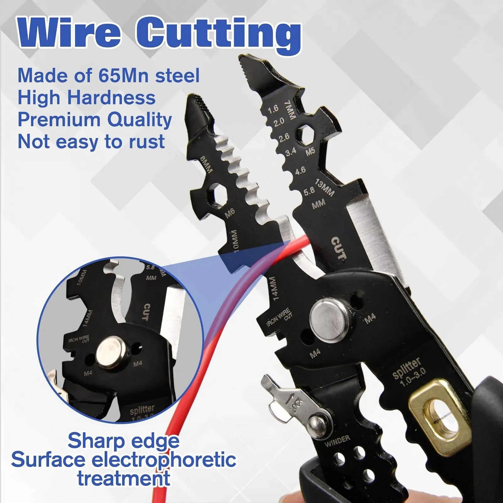 Многофункциональный стриппер 25 в 1 Professional Crimping Tool для обжима и зачистки проводов, фото №5