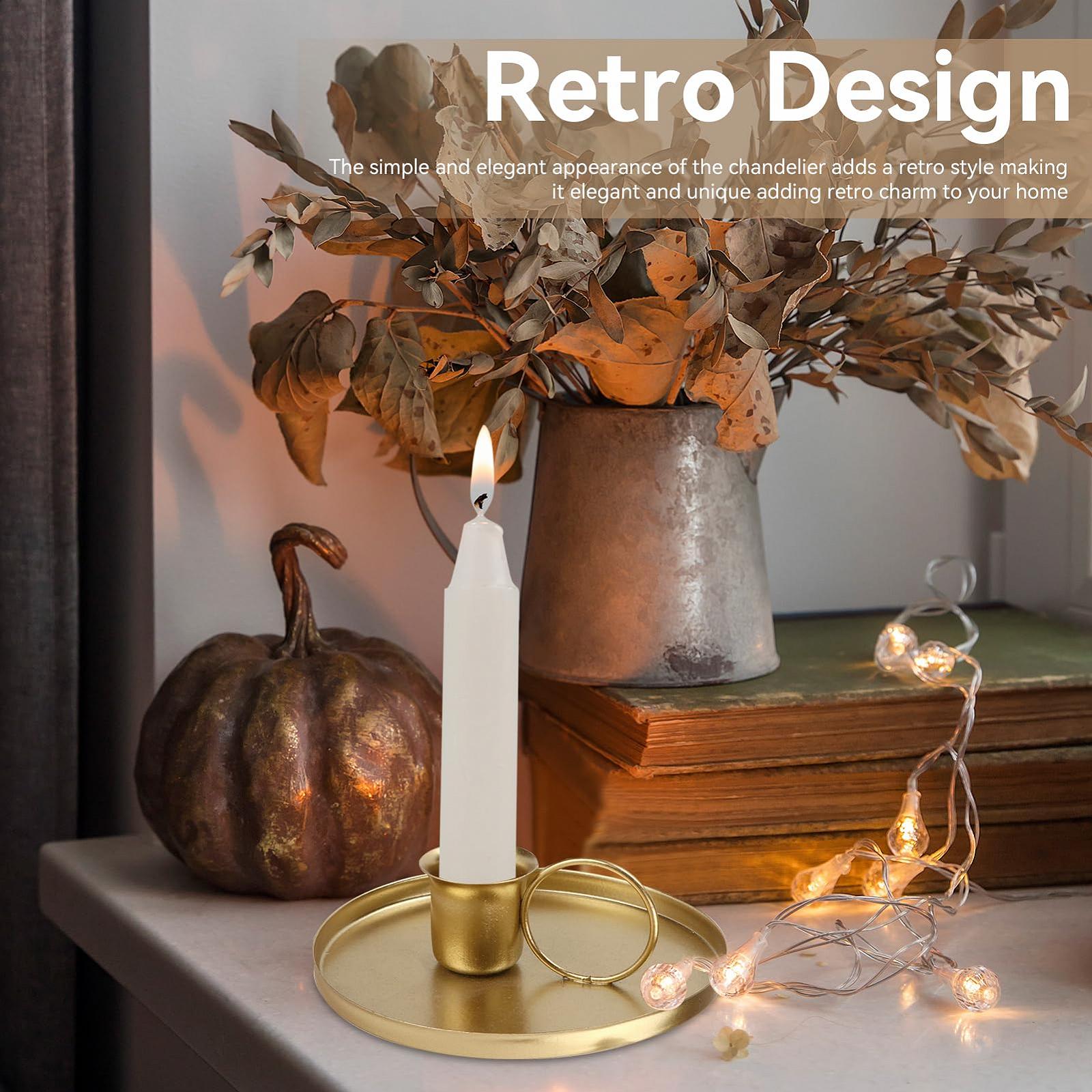 Набор Iron Retro Chamberstick Candle Holders Подсвечник для свечей Taper Золотой, фото №3