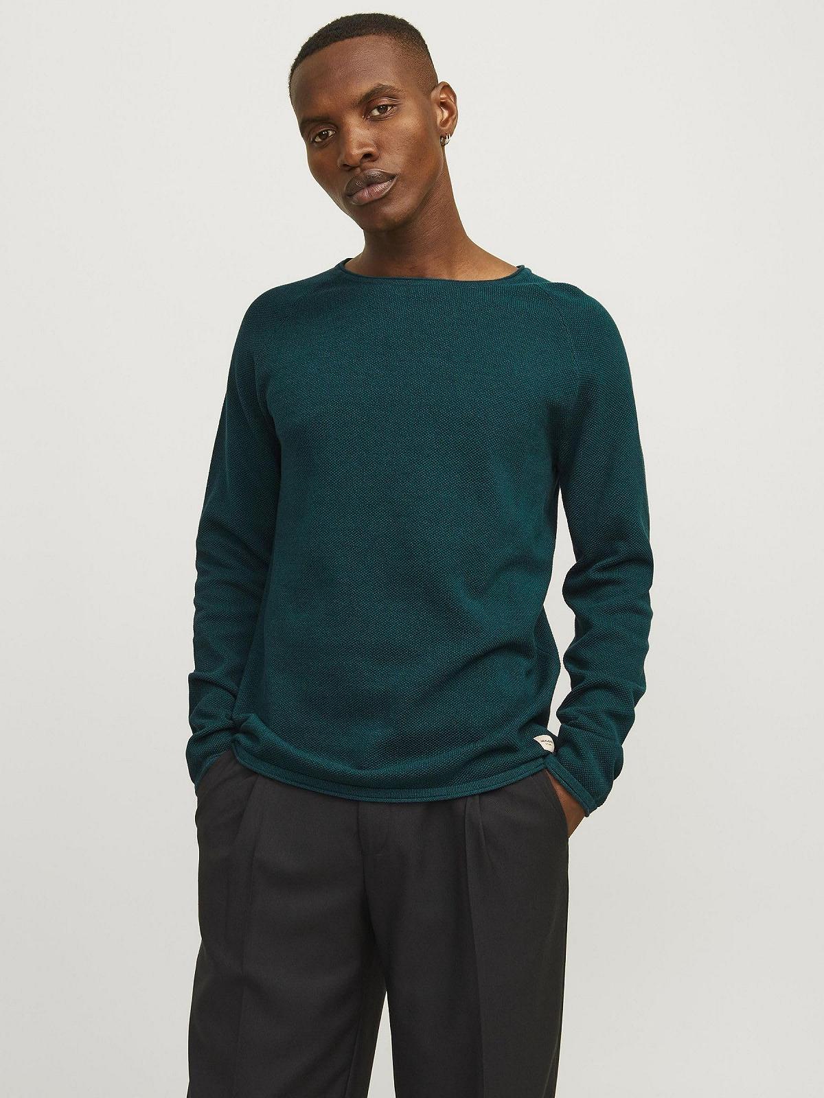 Джемпер JACK & JONES JJEHILL Чоловічий В'язаний З круглим вирізом Базовий З довгим рукавом Бавовняна сорочка, фото №2