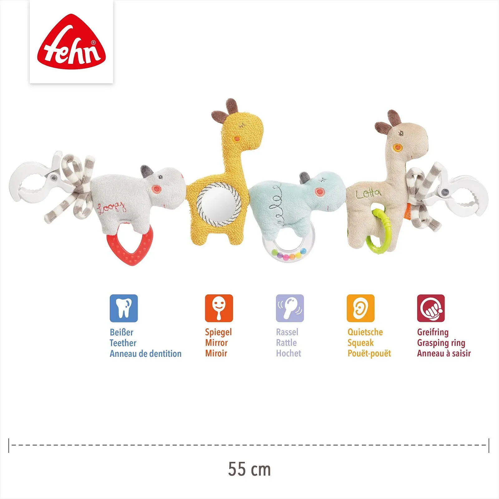 Підвіска для коляски Fehn Loopy and Lotta, з підвісними фігурками, іграшка для немовлят, фото №5